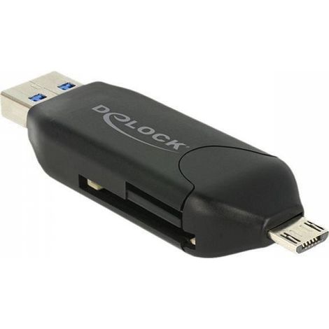 DeLOCK Micro USB OTG Card Reader + USB 3.0 A male Lecteur de carte (MS, MMC, SD, microSD, SDHC, SDXC) USB 2.0-USB 3.0