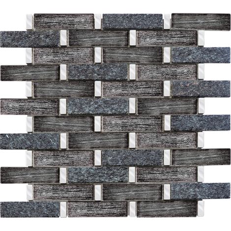 MOSAÏQUE BRIQUETTE JEWEL BLACK 1 PLAQUE 33,5 x 33,5 CM CASA LINEA