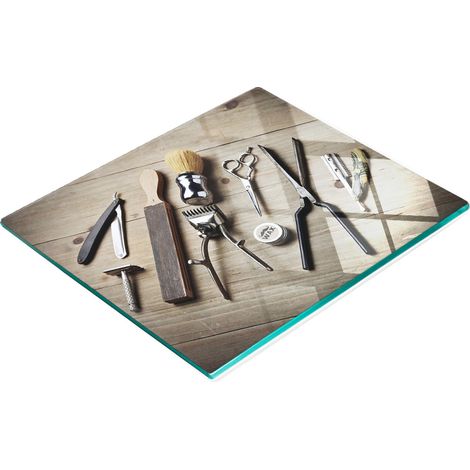Tagliere da cucina decorativo in vetro, ideale per uomo o parrucchiere, 60x52 cm. (1/5)