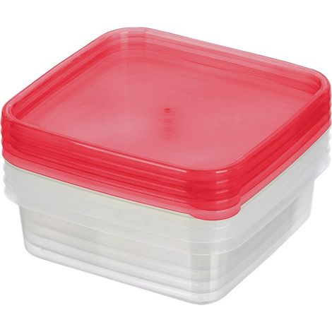 Pack de 4 táperes cuadrados de plástico 1L