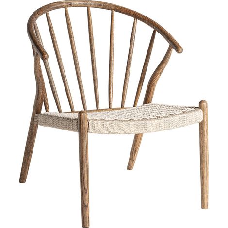 Fauteuil boho en chêne et rotin marron finition mate - Chêne marron finition mate (1/5)