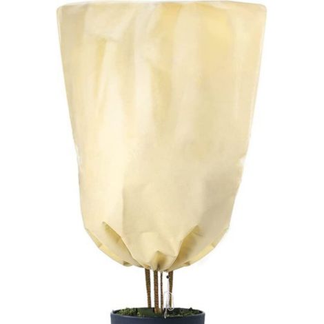 Housse de protection épaisse contre le gel pour plantes en pot, en tissu non tissé résistant au froid, jaune. (1/5)