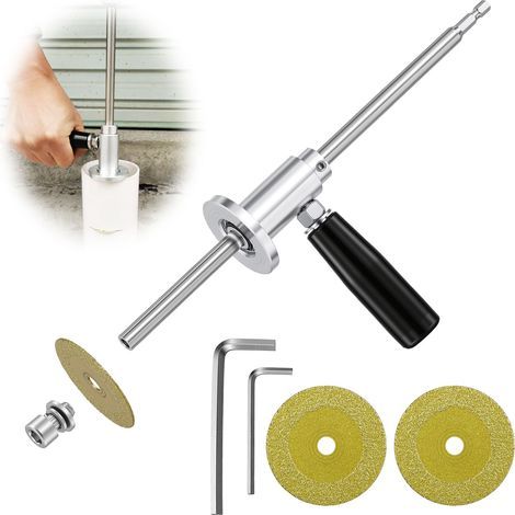 Coupe-tubes intérieur pour tubes PVC, avec disque de coupe diamanté et poignée, compatible avec les tubes de 1-1/2 po à 8 po, profondeur de coupe réglable de 7 po, tige hexagonale de 1/4 po compatible (1/5)