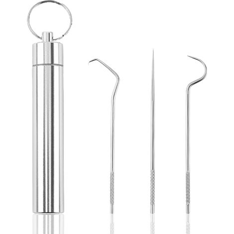 Ensemble de cure-dents en acier inoxydable 304, fil dentaire, cartouche de rangement portable, outils de nettoyage dentaire (1/5)