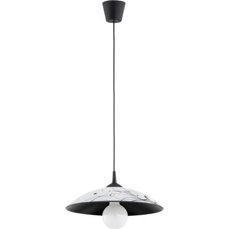 Suspension Alfa Kaktus noir, abat-jour blanc motif E27 (1/3)