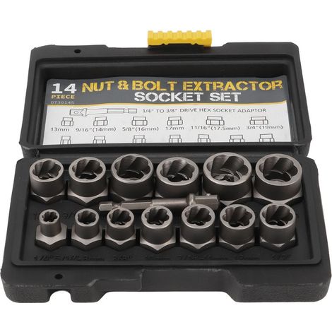 Jeu de 14 extracteurs d'écrous en acier chromé-vanadium trempé, 3/8in, démonte-écrous pour chantier et BTP (1/5)