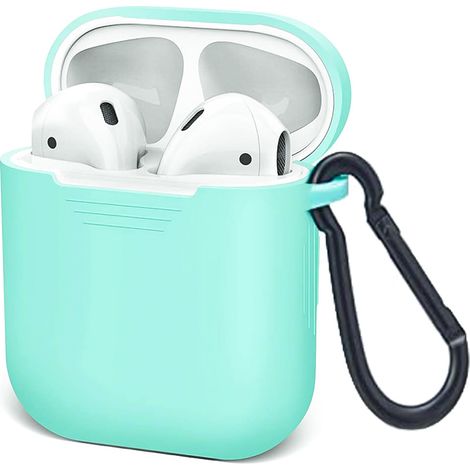 Cover custodia silicone verde acqua cuffie bluetooth porta auricolari gancio (1/4)