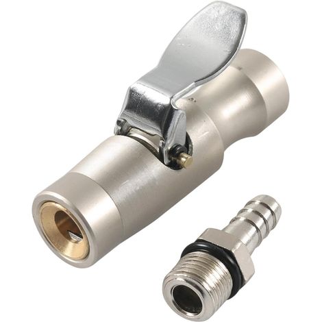 Mandrin pneumatique verrouillable à embrayage rapide Métal robuste sans fuite d'air avec clip - Pour vélo, scooter, berline, SUV, camping-car, garage extérieur (1/5)