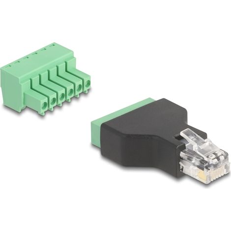 Delock Adaptador RJ12 macho a bloque de terminales 6 pines 2 piezas