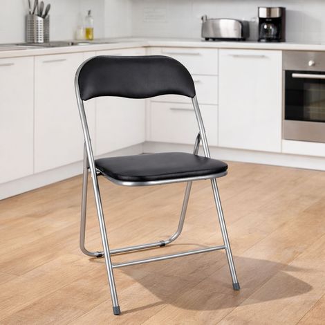 Klappstuhl Silber/Schwarz Kunstleder-YK1300950 (1/4)