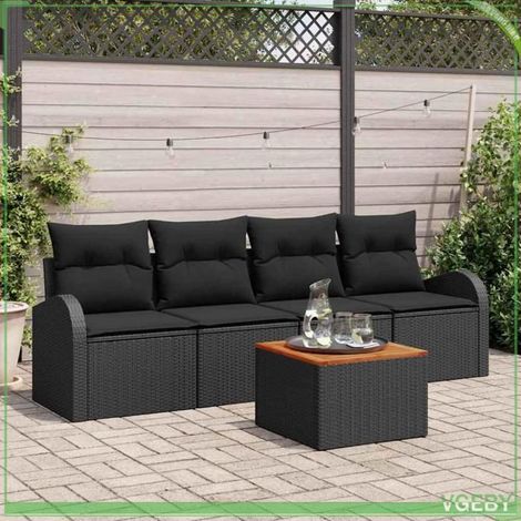 Ensemble de canapé de jardin - FAFEICY - Modulaire - Noir - Polyrotin - Sac de rangement étanche (1/5)