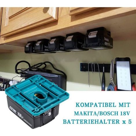 Lot de 5 supports muraux pour batteries Makita 18V, BL1860 BL1850 BL1840 BL1830 + vis Label (1/4)