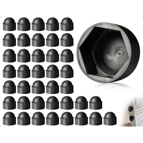 Lot de 40 Cache Vis M6 pour Vis Et éCrous, Protection pour éCrous Borgnes M6, Protection Hexagonale en Plastique (Noir) (1/5)