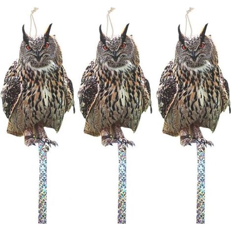 Répulsif anti-oiseaux - OKZ® - Lot de 3 pièces - Effet chouette réaliste - Réfléchissant et sonore