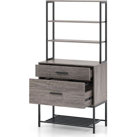 Mobiletto portadocumenti con stazione di ricarica 75 x 40 x 156 cm moderno contenitore ottimale con libreria legno ingegnerizzato grigio 200010214