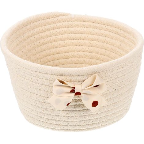 Panier de Rangement en Corde de Coton Nœud, Rose, pour Bureau (1/5)