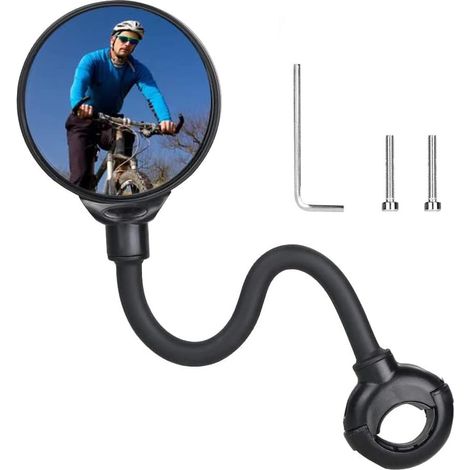 Rétroviseur de Vélo à Guidon Réglable 360° - Miroir Convexe en Acrylique Rotatif - Sécurité pour VTT, Électrique, Cyclomoteur