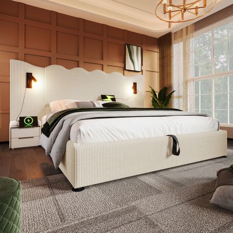 Lit coffre 180x200 avec lampe USB-C en cordon HAVRYA (1/5)