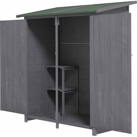 139 x 75 Fir Wood Garden Shed, with Asphalt Roof - Grey