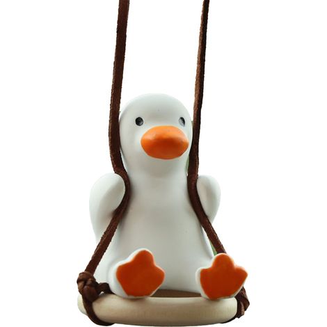 Décoration de rétroviseur intérieur en forme de canard suspendu pour voiture, adorable pendentif pour la décoration intérieure (1/5)