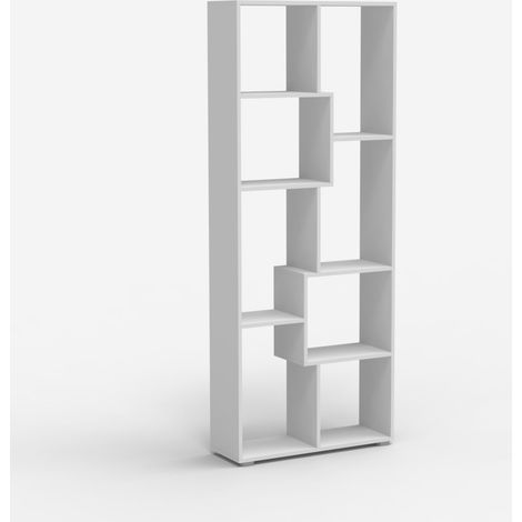 Librería estantería de diseño moderno para salón o despacho color blanco de madera Kajes