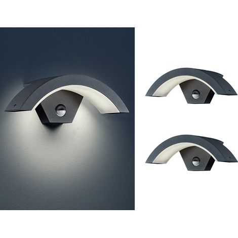 LED Außenwandleuchte Bewegungsmelder Anthrazit rund, 2er SET für Hausbeleuchtung (1/5)