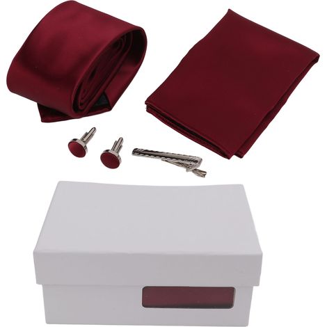 Mens Tie Set with Handkerchief Tie Clip Cufflinks Classic Design Business Leisure Style Delicate Texture Men's Ties (1/5)