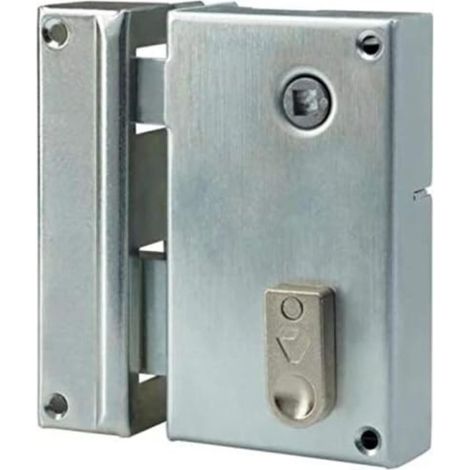 Serrure en Applique Verticale à fouillot Gauche, pour Grilles et Portails - 67237/SC G - Carré de 7 mm, Axe à 44 mm, Convient pour Une Utilisation extérieure, 2 Clés fournies, Zinguée Blanc (1/5)