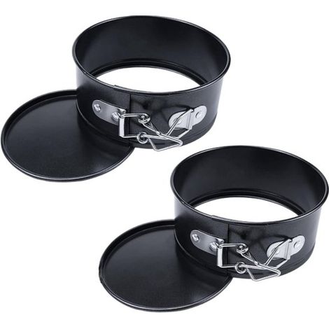Moule à charnière Longziming Mini - 10 cm - Lot de 2 - Antiadhésif - Moules à gâteaux ronds à fond amovible - Petits moules à fond plat - Pour gâteaux (1/5)
