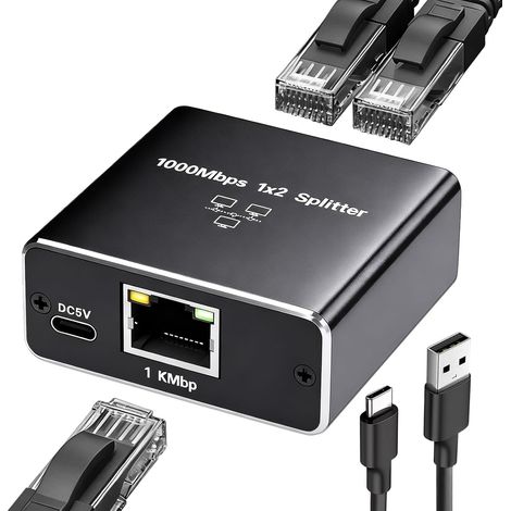 Répartiteur Cable Ethernet RJ45 1000 Mbps, Commutateur Ethernet 2 Ports (1/5)