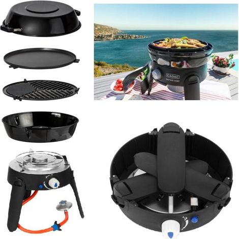 Barbecue portable Cadac Safari Chef 2 LP – 1 brûleur – Allumage électronique – Surface de cuisson 30 cm – Housse de transport incluse – Antarion