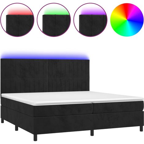 Maison Exclusive - Letto a Molle con Materasso e LED Nero 200x200 cm in Velluto (1/5)