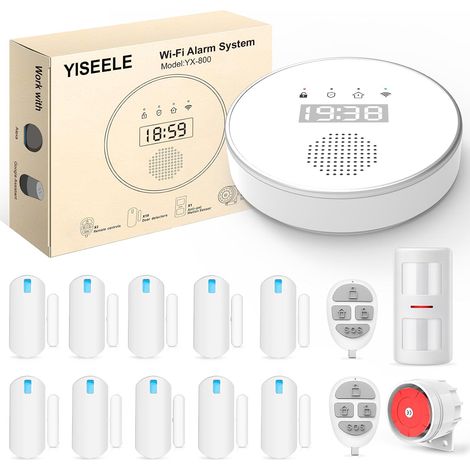 Alarme Maison sans Fil, 15 Pièces Alarme Maison Con APP, 5G/2.4G Kits de Sécurité pour la Maison Con Sirène, PIR Sensore, Capteurs de Fenêtre, Télécommande, pour Camping-Car, Garage, Bureau (1/5)