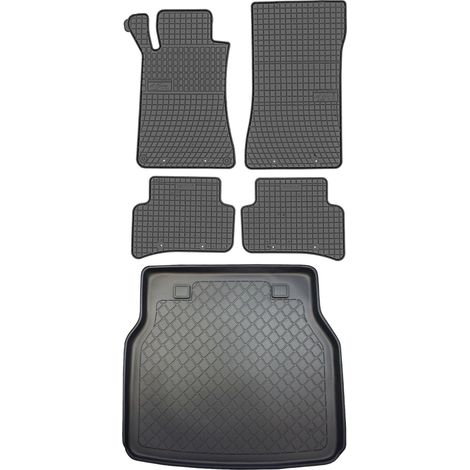 Juego de alfombrillas de goma para coche y maletero para Mercedes Clase C W203 Kombi (2001-11/2007). (1/5)