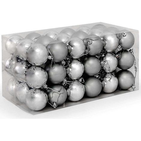 Confezione 54 Palline Di Natale Colore Silver Diametro 6 Cm Addobbo Natalizio (1/3)
