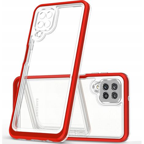 Coque transparente 3 en 1 pour Samsung Galaxy A22 4G, coque en gel avec cadre rouge (1/5)