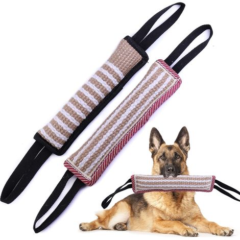 Set mit 2 unzerstörbaren Hundespielzeugen, interaktives Zerrspielzeug, Kauspielzeug mit 2 Griffen, ideales Geschenk für Hundetraining mit Seilen und Zugübungen (1/5)