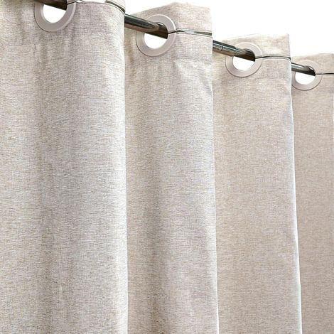 Rideau de Douche Beige sans Crochet 90x200 cm Faux Lin (1/5)