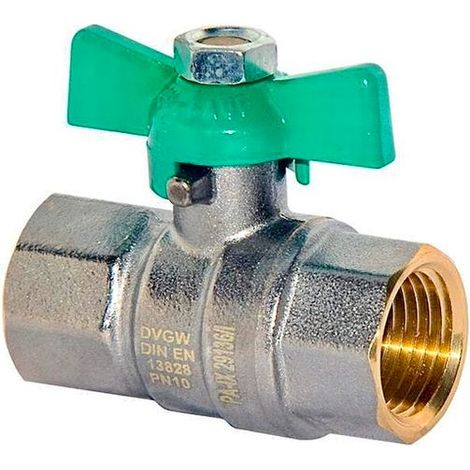 Robinet à bille DVGW pour eau potable, filetage femelle-femelle, avec poignée à levier, sans purge, diamètre : 1 1/4 pouce