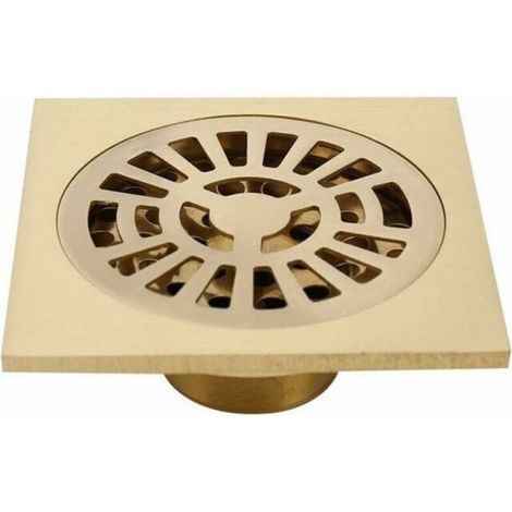 10x10cm Shower Drain,Shower Drain,10.2cm Square Brass Shower Floor Drain with Removable Cover,Hair Drainer for Kitchen,Toilet (1/5)