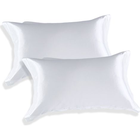 Taie D'oreiller Satin - 48 x 74 cm - Fermeture Enveloppe Sans Zip - Pour Cheveux Et Peau - Lot De 2 (1/5)