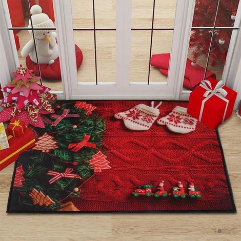 40x60 cm Paillasson de Noel, Tapis de Sol de Noël, Tapis de Porte, Tapis Maison Entrée, Motif de Noël, Noel Decoration Interieur pour Entrée Bain Chambre Cuisine Salon (1/4)