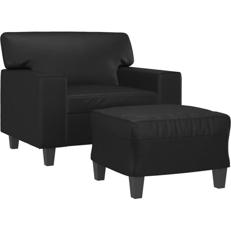 Fauteuil avec repose-pied Noir 60 cm Similicuir vidaXL (1/5)