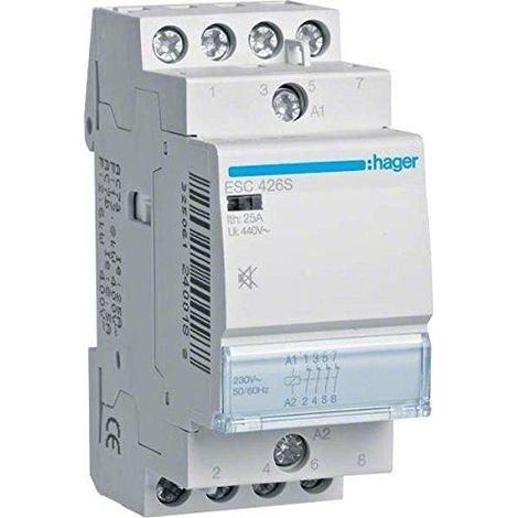 Hager Contacto Silencioso 25A 230V AC 4NC