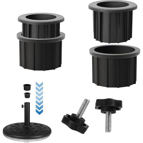 Set di ricambio per supporto ombrellone, 4 pezzi: coperchio per l'alloggiamento del supporto ombrellone, maniglia con vite filettata (M8), morsetto per ombrellone per tavoli da giardino. (1/5)