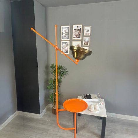 Lampadaire Arkon Métal Moderne E27 Largeur 30 cm Abat-jour Réglable Tablette Variateur (1/4)