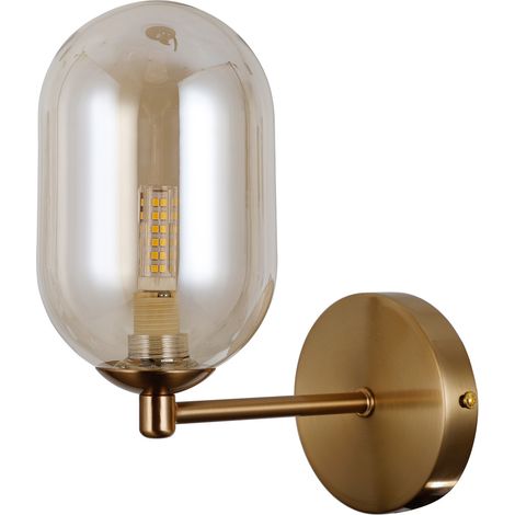 Applique industriale bronzo antico vetro ambra G9 Italux (1/2)