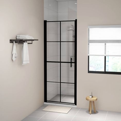 Porte De Douche Porte et paroi de douche - Verre trempé 91x195 cm Noir BV680494 - BonneVie (1/4)