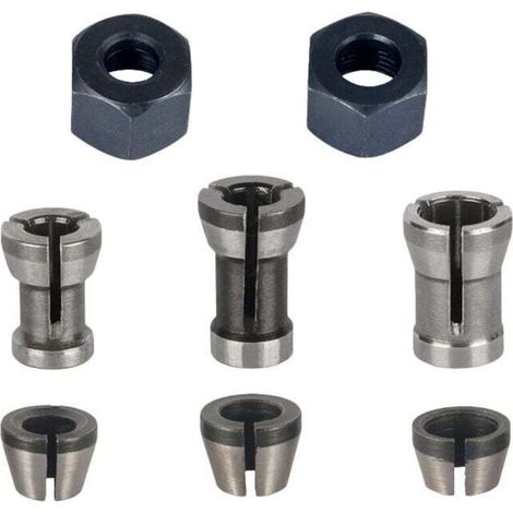 Mandrin de Fraiseuse - Lot de 8. Collet Mandrin Affleureuse (6 mm. 6.35 mm. 8 mm). Pince de Serrage Defonceuse. Adaptateurs de Pince (1/5)