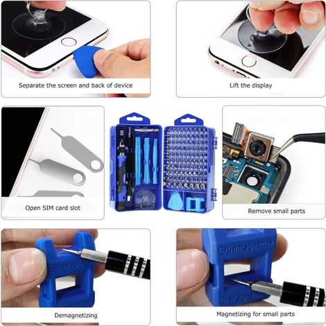 122 in 1 Precision Screwdriver Kit, Portable Magnetic Precision Screwdriver Kit, Repair Tools for Computer/Laptop/iPhone/Glasses/Watch/Smartphone (Blue) (1/4)
